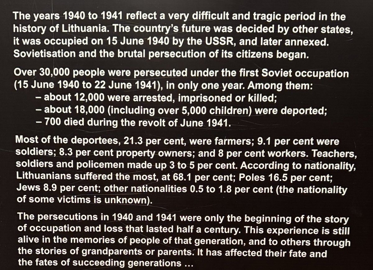 ASartorato's tweet photo. @sotomajjor @marcopalears Basterebbe farglielo provare cosa vuol dire stare sotto i russi, cambierebbero idea al volo. Ma anche farli parlare con lituani, lettoni o estoni servirebbe a poco (dal museo dell’occupazione l’italiana a Vilnius ove sono ora) Chissà perché li odiano? https://t.co/nycpqopjls
