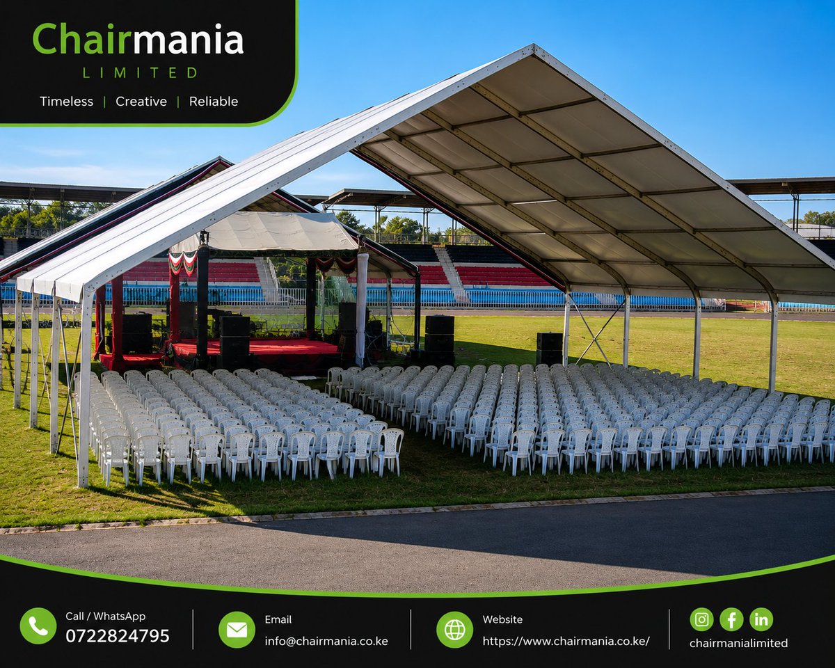 ChairmaniaK's tweet photo. Nyota Phase 2 Launch in Kisumu.
Contact us today for professional end-to-end event management, flawless execution, premium seating solutions, and complete setup resources.
๐ 0722824795
๐ง info@chairmania.co.ke
#NyotaPhase2 #ChairmaniaLimited #Nairobi #StateFunctions #MSEA https://t.co/7rvjbMD3sL