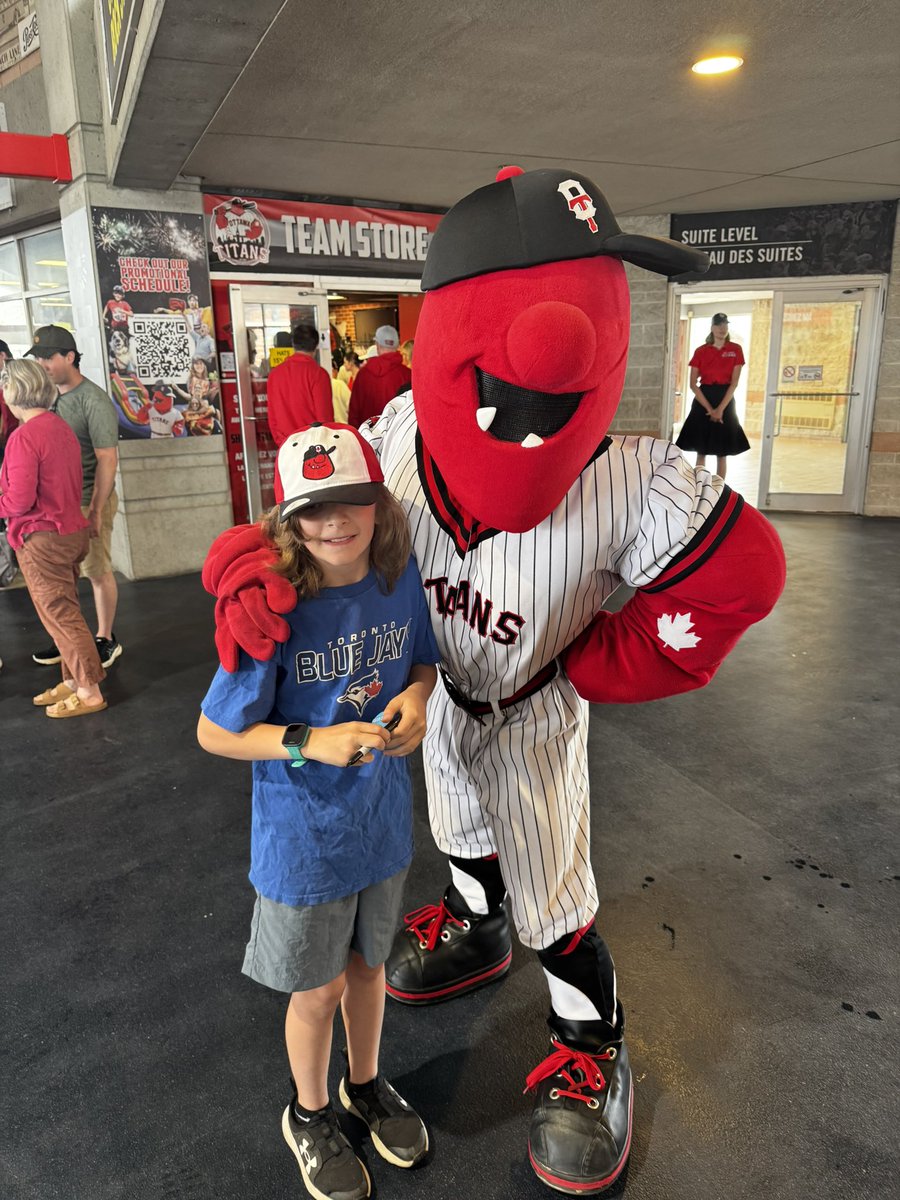 JshSMoore's tweet photo. A few weeks ago on Father’s Day, I took my son to his first @ottawa_titans game. He met Cappy, got a signed baseball, and left a Titans fan for life.

We’re excited to be back for Dino Day this Sunday. Love seeing the Titans continue to build connections in our community. ⚾ https://t.co/MnCSbfFDs5