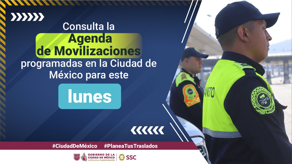 SSC_CDMX's tweet photo. #CiudadSegura | 📱 Consulta las movilizaciones programadas para este lunes 13 de julio, en la #CiudadDeMéxico. 

🚔🔎 Ingresa a: https://t.co/ZZGpbMsx6i https://t.co/6V5wb8DIxV