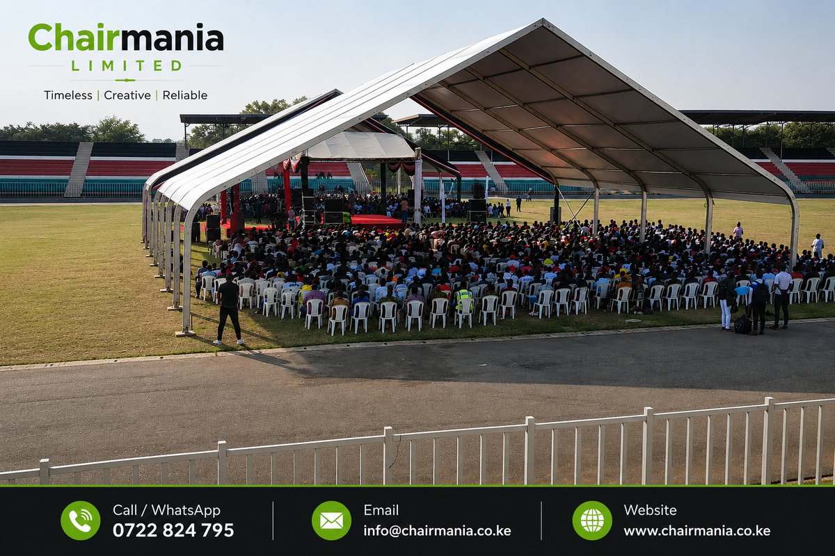 ChairmaniaK's tweet photo. Nyota Phase 2 Launch in Kisumu.
Contact us today for professional end-to-end event management, flawless execution, premium seating solutions, and complete setup resources.
๐ 0722824795
๐ง info@chairmania.co.ke
#NyotaPhase2 #ChairmaniaLimited #Nairobi #StateFunctions #MSEA https://t.co/7rvjbMD3sL
