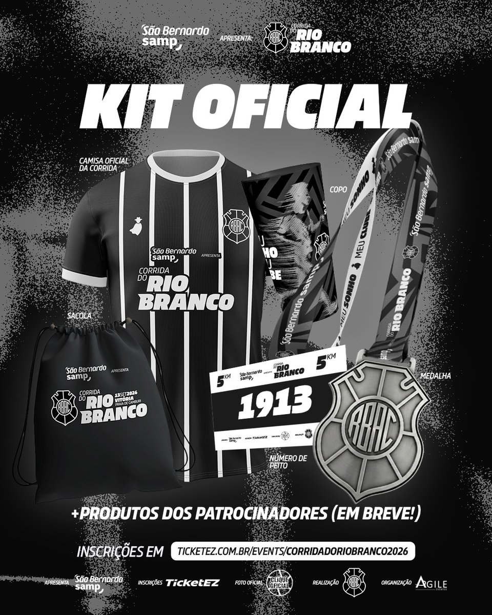 riobrancoes's tweet photo. Vem conhecer o kit da 𝗖𝗼𝗿𝗿𝗶𝗱𝗮 𝗱𝗼 𝗥𝗶𝗼 𝗕𝗿𝗮𝗻𝗰𝗼! 🏃🏽‍♂️🏴🏳

Estamos preparando um kit à altura dessa grande experiência!

No dia 13 de setembro, a Orla de Camburi vai vestir-se de capa-preta e receber um dia especial com corrida, saúde, futebol e muitas outras atrações https://t.co/wNWyLX82cF