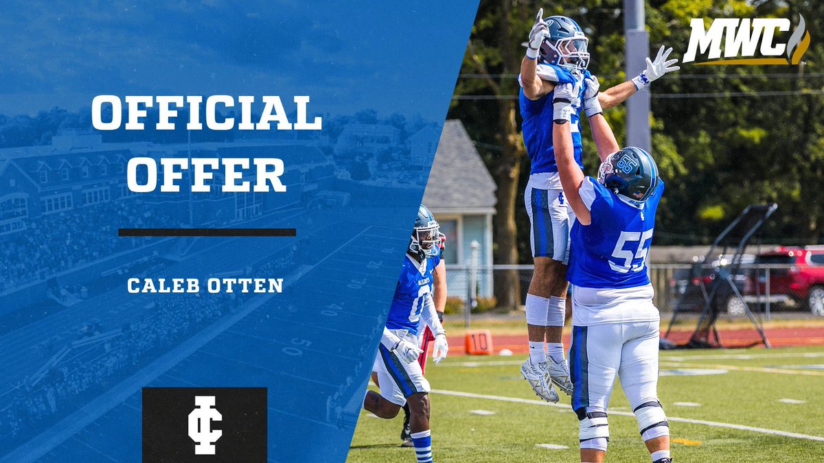 CalebEOtten's tweet photo. After an amazing day on campus I am truly blessed to say that I have received an offer to play college football @IC_Football and thank you @Coach_BWade and @CoachDeFrisco for the opportunity. 
@BouchardFred @Coach_M_Irvin @coachgoldberg1 @CoachLuke6 @elitefootball @jasonthomasfb @JPRockMO @MICDSfootball @nmenneke77