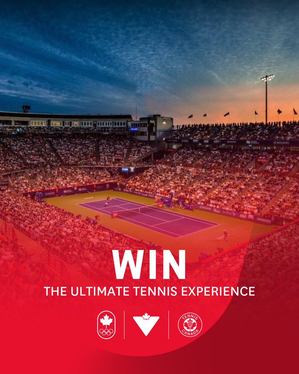TeamCanada's tweet photo. Win the Ultimate Tennis Experience thanks to @CanadianTire! You and three guests can win a round-trip to Toronto or Montreal, tennis tickets, a private clinic with a pro, and more!

Enter here: https://t.co/7q5HeAHTNe https://t.co/vNLsb0Fuuv