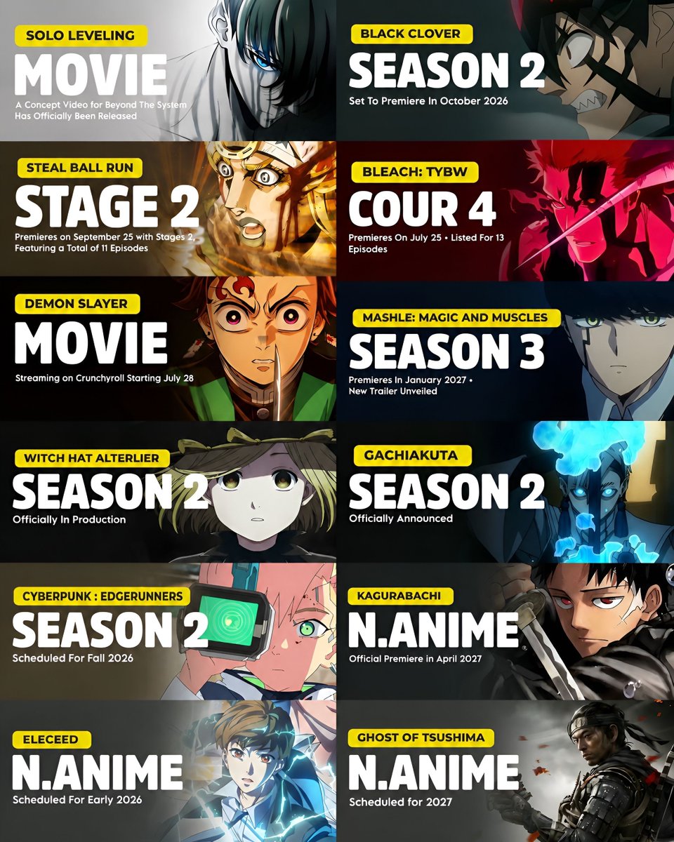 animeposts's tweet photo. CAN’T WAIT FOR THIS LINE UP https://t.co/J21asJUNoH