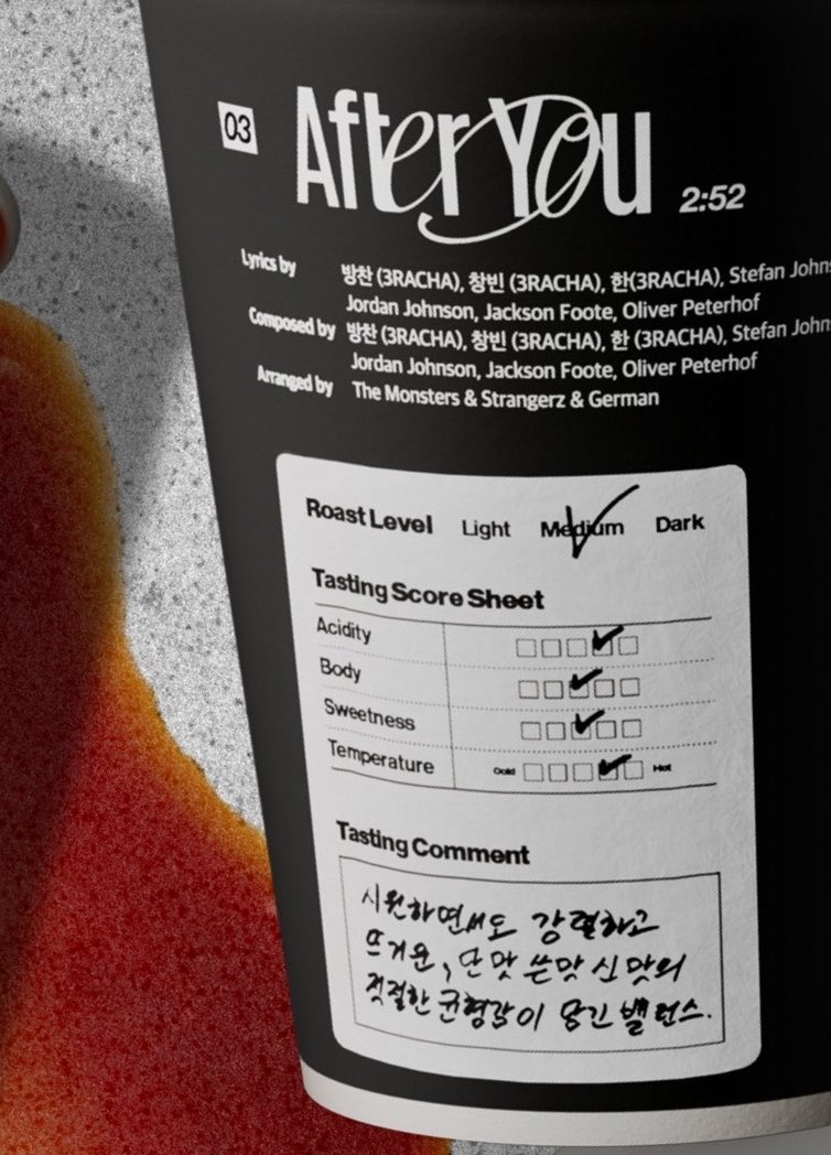 SEUNGM1NE's tweet photo. Seungmin’s Tasting Comment on After You🥹

🐶 a perfectly balanced flavor that is refreshing yet powerful &amp; warm, with the perfect harmony of sweetness, bitterness and acidity https://t.co/f7bhmmqAJ8
