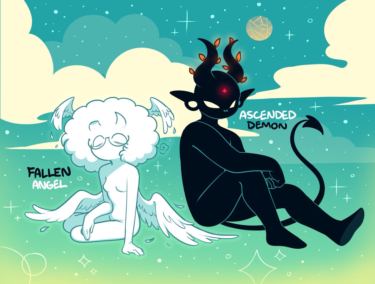 puppysnackz's tweet photo. Fallen Angel + Ascended Demon (@that_skydemon)
Backgrounds inspired by the songs + album cover art of Language I and II from The Contortionist.

(Thank you for sharing this song to me.) https://t.co/OiwEmZ6e0A