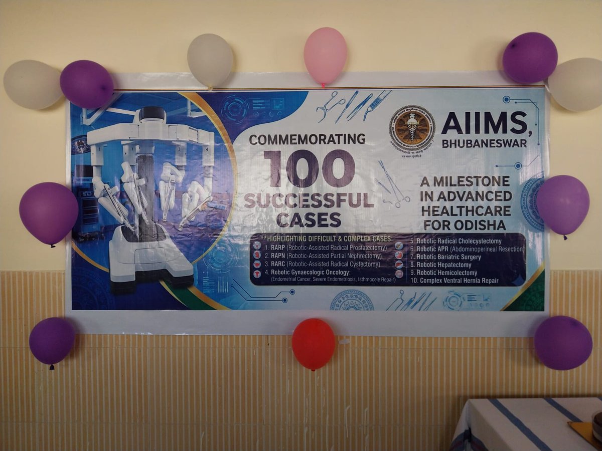 AIIMSBhubaneswr's tweet photo. @AIIMSBhubaneswr celebrates the successful completion of 100 advanced #RoboticSurgeries, becoming the first government healthcare institution in #Odisha to establish a fully functional, multi-disciplinary robotic surgery programme.
@MoHFW_INDIA https://t.co/y2vTfTQClo