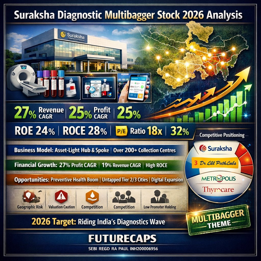 futurecaps's tweet photo. 📈 Dive deep into Suraksha Diagnostic's potential as a multibagger stock for 2026! This comprehensive analysis breaks down the factors that could drive significant growth, offering crucial insights for investors looking to identify high-potential opportunities in the healthcare https://t.co/YsftuJbtwc
