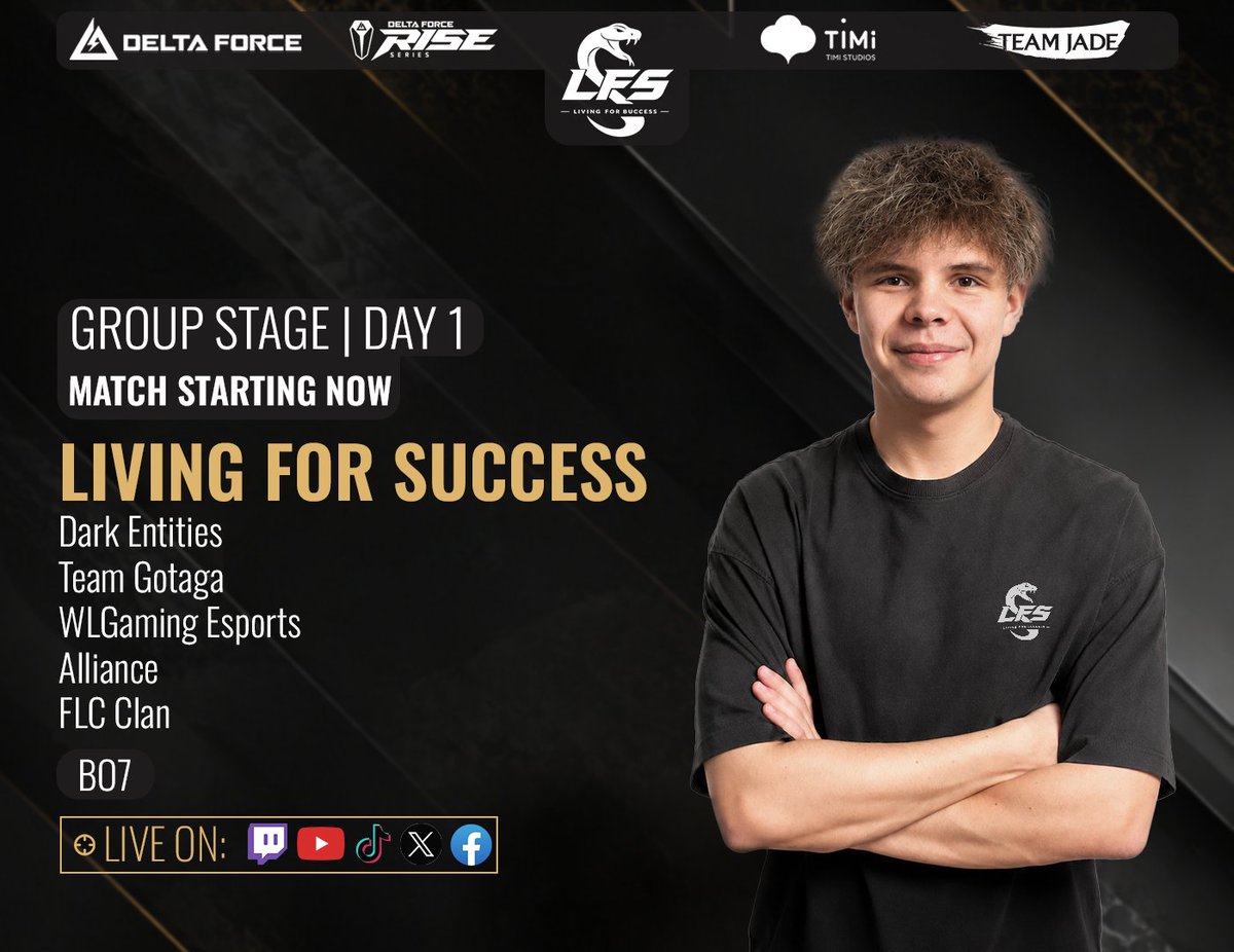 LFS_esports's tweet photo. FIRST MATCH is already starting🔥

ALREADY LIVE on Twitch, YouTube, TikTok, X, and Facebook🎥

RISE SERIES starts today at 19:00 (CEST)🙌 https://t.co/h2jWgEM1hN