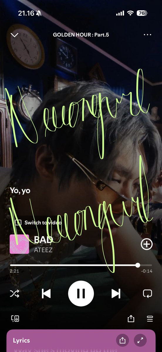 neeeongurl's tweet photo. @ATEEZofficial 23.00 KST / 21.00 WIB

 #스밍_dont_stop 
#ATEEZ #에이티즈 #GOLDENHOUR #GOLDENHOUR_Part5 #BAD @ATEEZofficial https://t.co/bLjvqEU66r