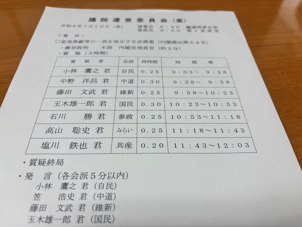 kobahawk's tweet photo. 衆議院議員運営委員会にて皇室典範等改正法案の質疑。自民党を代表して質疑。幅広い与野党の賛成多数で本会議も可決。
ようやくここまで辿り着きました。

先人たちの知恵と努力により紡いできた伝統の糸。今を生きる私たちはその重みと深みに謙虚に向き合う必要があると考えます。

参議院でも静謐な環境の下で審議が行われ、今国会で成立することを強く願います。