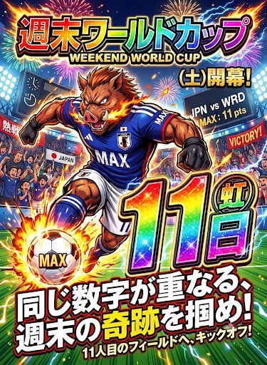 uriboumax's tweet photo. 7月11日土曜日
⚽️ 🌈週末ワールドカップ🌈⚽️

「同じ数字が重なる奇跡」…
準備はいいか！？🔥
11人目のフィールド（ホール）で待つ！

スマスロが魅せる無限大の楽しさも♾️
あの絆を紡ぐ王道シリーズも✨
輝きを放つピエロも…🤡
週末のピッチ（MAX）にすべて集結🌈

週末も
MAXでお待ちしております😎😎

全館9時開店
🎫抽選は8時30分から
※不定期の呟き要注意※