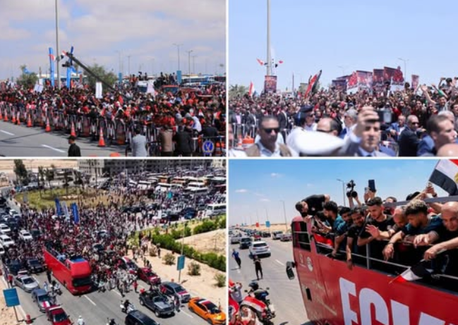 AfricanHub_'s tweet photo. Egypt 🇪🇬 gave its national football team a triumphant reception after their strong showing at the 2026 FIFA World Cup.

The Pharaohs advanced to the Round of 16 for the first time in the nation’s history before being knocked out by Argentina in a closely contested game.

Thousands of supporters gathered at El Alamein International Airport to greet the team with flags and enthusiastic cheers.

An open-top bus parade was also held to honour the players, including captain Mohamed Salah.

The squad’s historic achievement received widespread acclaim and was celebrated as a proud moment for Egyptian football.