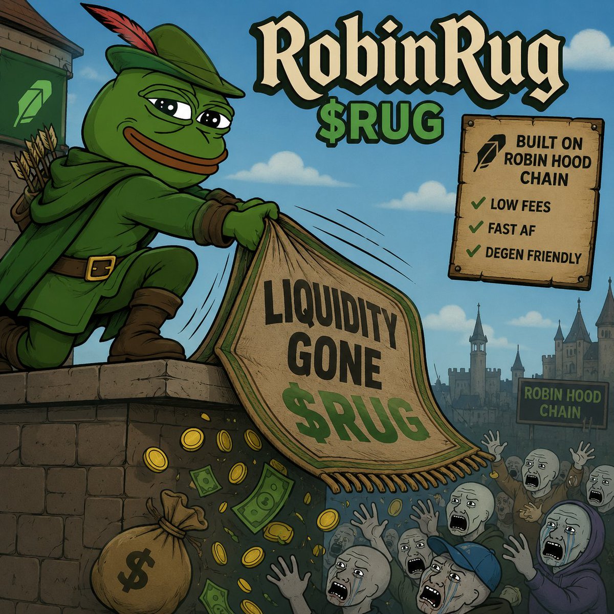DefiRatesNet's tweet photo. Never fade the $RUG on a new chain!

New chain drops. Hype explodes. Degens pile in.

Everyone's looking for the next 100x.

But let's be real.

The real action isn't the moon.

It's the rug.

And we're not talking about getting rugged.

We ARE the $RUG.

The only rug you actually wanna hold.

Because when every new chain launches and rugs start flying...

You better be holding the one that doesn't pull.

$RUG. The first memecoin that admits what it is.

No fake promises. No "utility."

Just pure, unfiltered chaos.

New chain? We're there.

Rug season? We ARE the season.

Never fade the rug.

Especially when it's the only one that won't disappear.

$RUG. Pull up, don't get pulled.