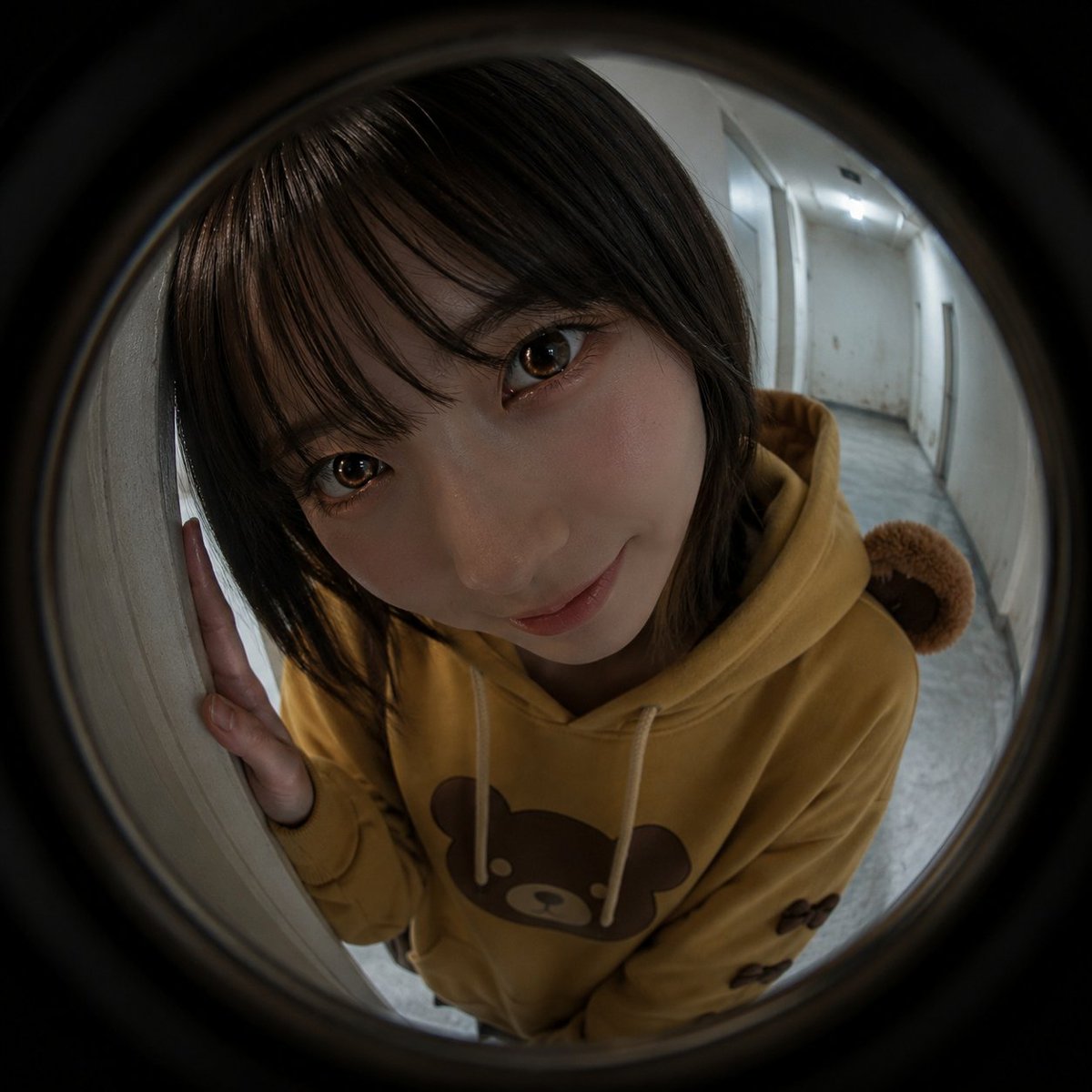 Fisheye Peephole Hoodie Portrait