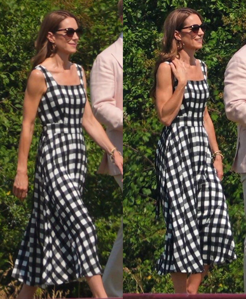 RoyallyBelle_'s tweet photo. The Princess of Wales looks stunning supporting her husband at the polo today!

I’m obsessed with this (and her arms!)😍🤍 https://t.co/4m56G4R1FA