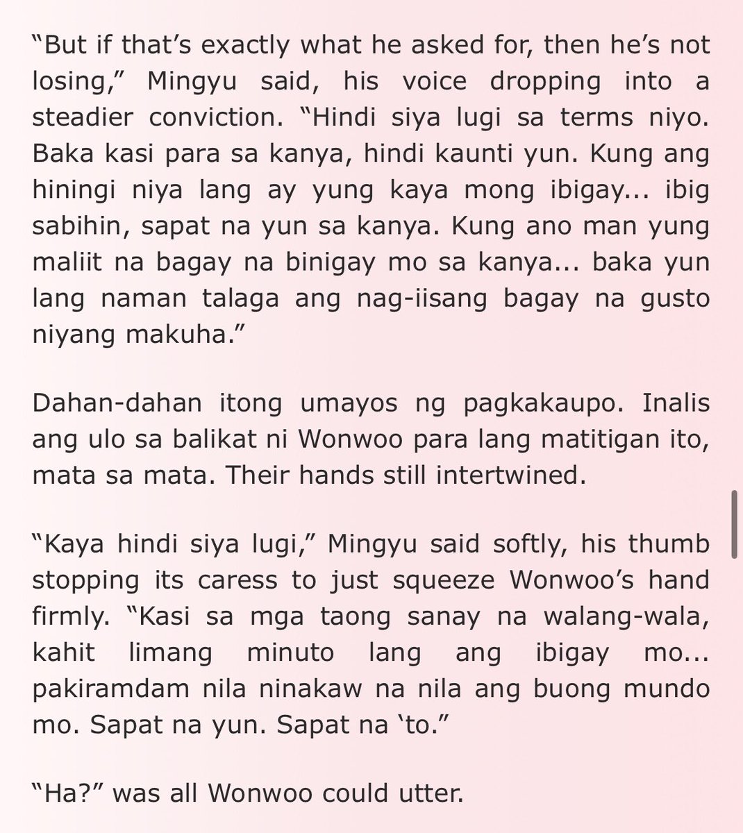 minwonluvs's tweet photo. “Sapat na yun. Sapat na ‘to.” Pag hindi sila endgame papasabugin ko ang mundo https://t.co/BOsC2hgfKF