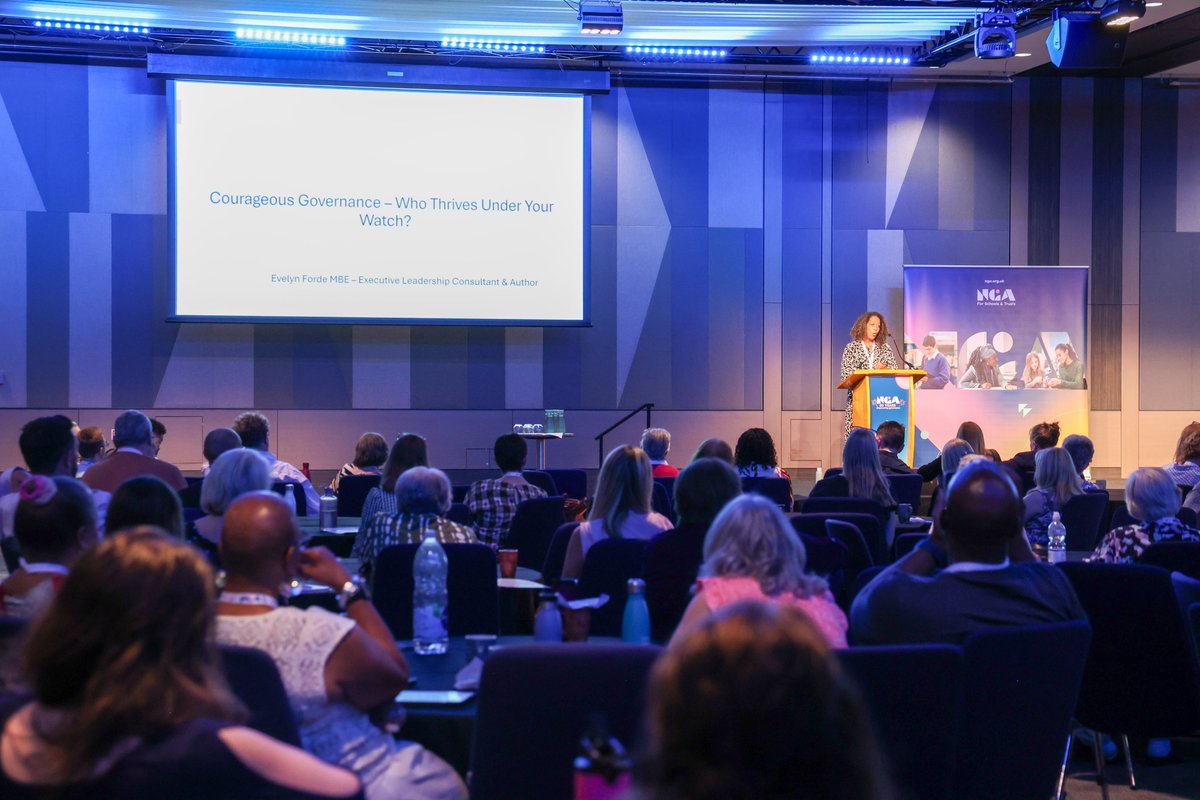 NGAMedia's tweet photo. ⚖️ @Evelynforde1 discusses the importance of representation and equitable leadership in our afternoon address.

She encourages our delegates to think beyond their statutory responsibilities and consider how their decisions shape the lives of pupils and families.

#NGAconf https://t.co/DEqyNgkFua