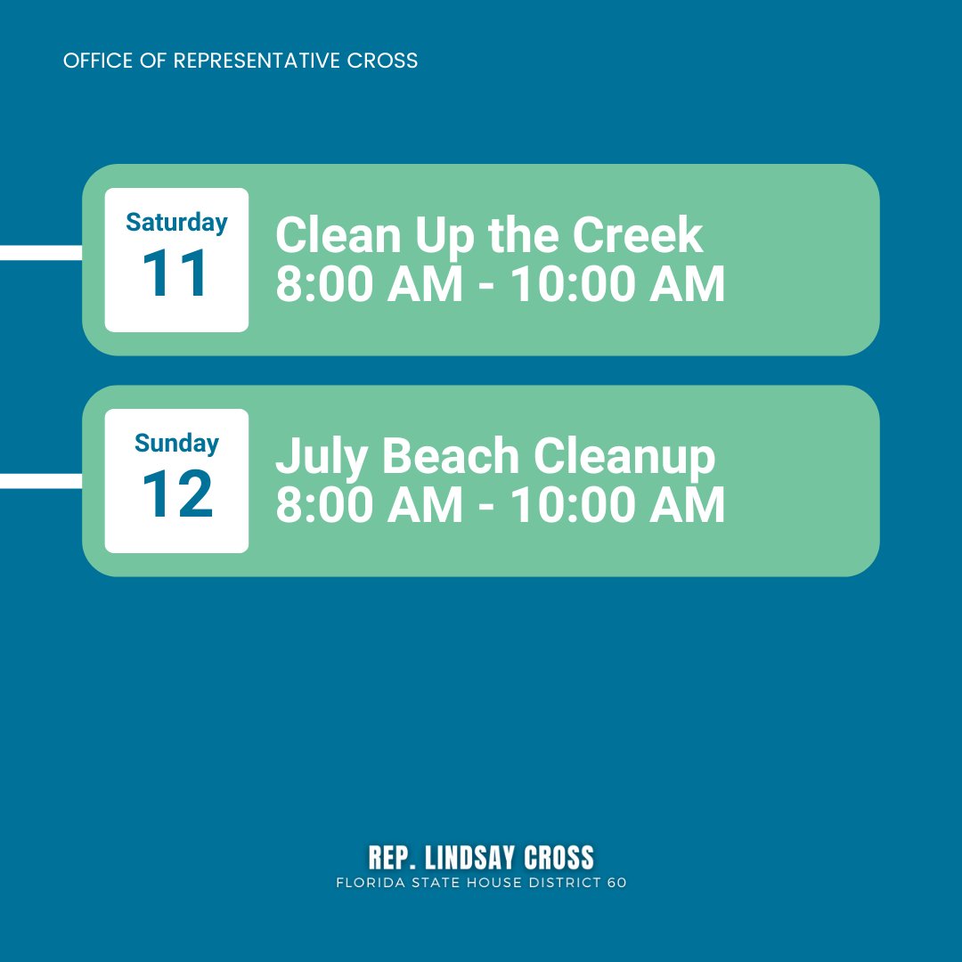 LindsayCrossFL's tweet photo. Fun events this weekend that keep St.Pete and Pinellas beautiful!
#PickUpPinellas #KeepFloridaBeautiful #ProtectOurOceans #CommunityCleanup https://t.co/Bn3VnH1Z0j