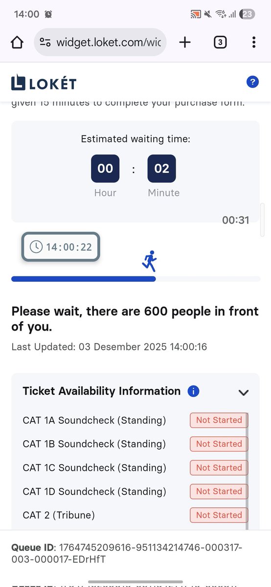 M4Rkleemakeu's tweet photo. DISCLAIMER: INI HANYA CONTOH YA TEMAN2 WAR TIKET KONSER PAKAI LOKET 

Kurang lebih gambaran nya seperti ini
- Kalo dari aku sendiri mulai refresh2 nya jam 15.00.00
- Refresh2 aja sampai berubah warna abu2 gelap
- lalu klik menunggu captcha ku kena tapi bentar doang, tapi biasanya ada yg gak kena captcha gitu 
- terus klik biru mulai antrian 
- udh nunggu antrian nya aja dan nanti giliran nya kalian masuk 

GOODLUCK