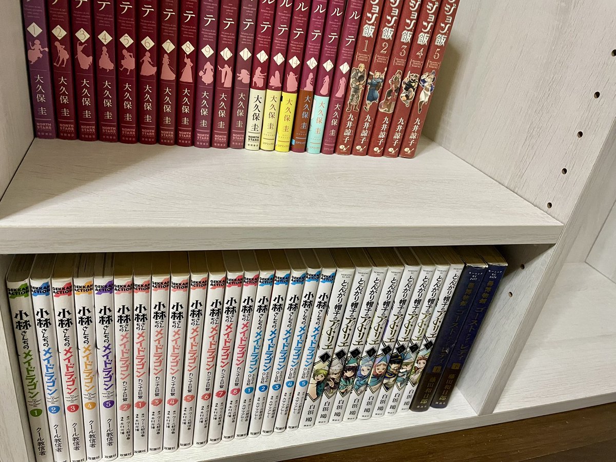 新しく買った本棚に適当に漫画入れてるのですが2列にしたら大分入る