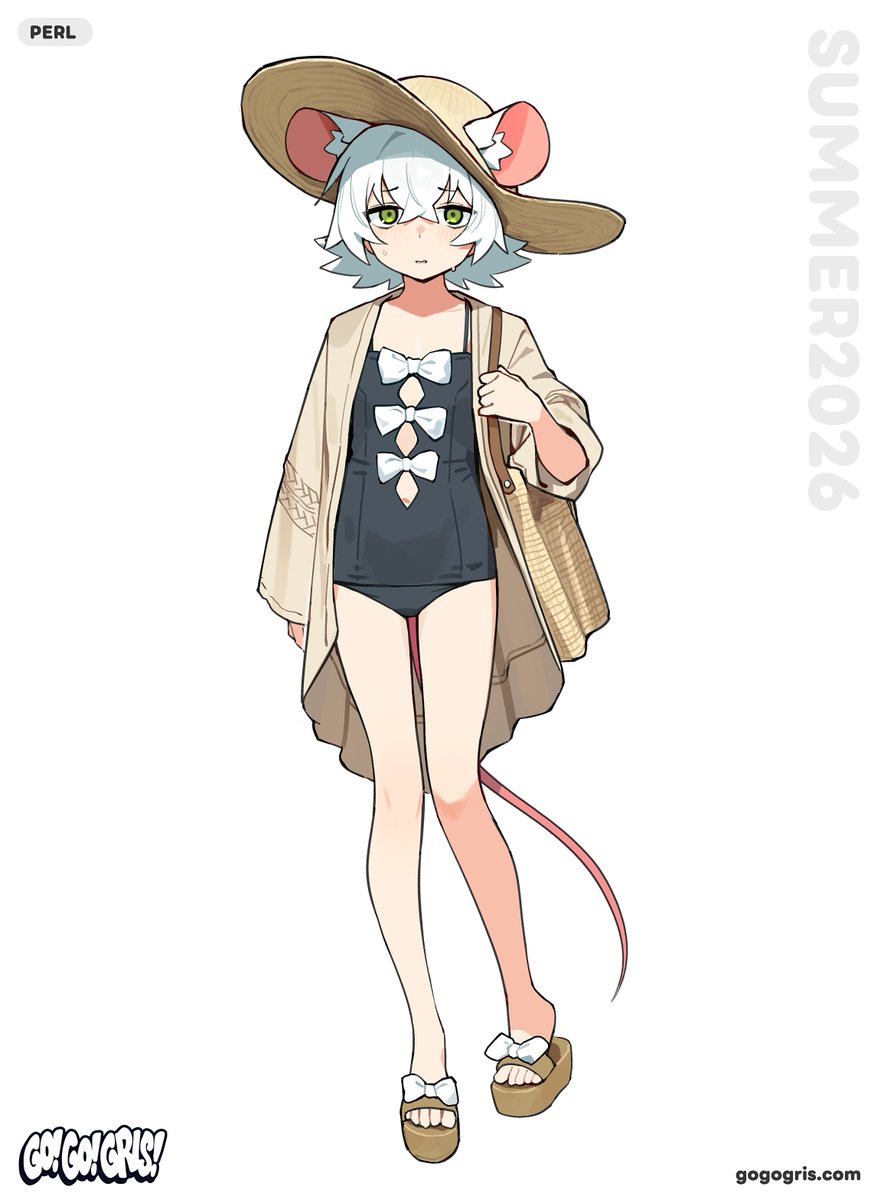 VERTIGRIS_ART's tweet photo. Day 2 of drawing my characters in beach fits! 
Perl's swimsuit is inspired by one I saw in Okinawa 🏖️ https://t.co/iZtGNMg4r1