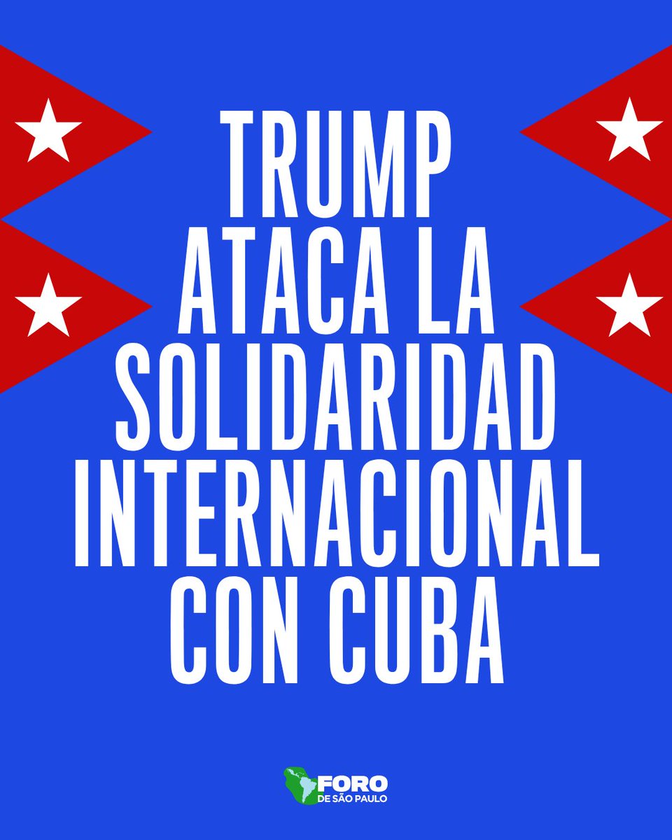 ForodeSaoPaulo's tweet photo. EL GOBIERNO DE ESTADOS UNIDOS ATACA LA SOLIDARIDAD INTERNACIONAL CON CUBA

El imperialismo no solo bloquea a Cuba: también intenta bloquear la solidaridad de los pueblos.

🧵+

#TumbaElBloqueo #CubaVive #SolidaridadConCuba #SolidaridadSiBloqueoNo #siempreconcuba https://t.co/iCctZShwXj