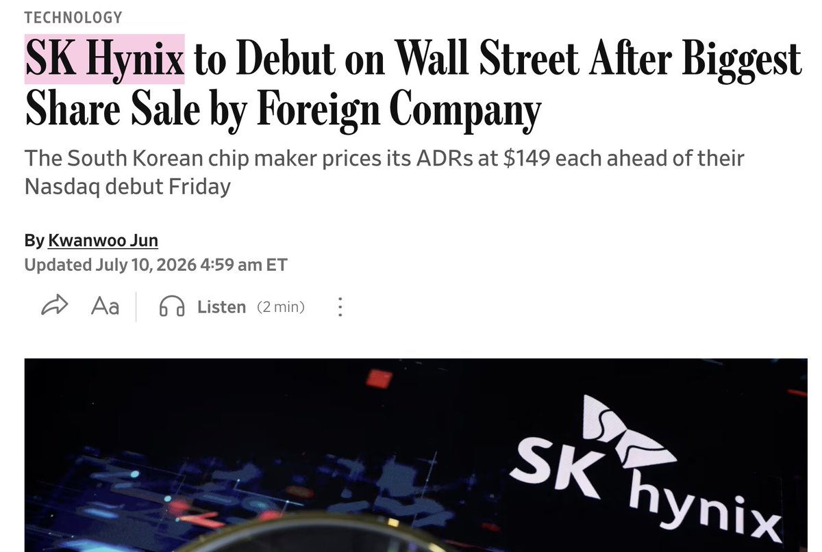 aleabitoreddit's tweet photo. Why do I have this weird feeling the main reason retail is excited SK Hynix NASDAQ listing.

Is because they can do degen option calls instead of individual stock purchases. https://t.co/vXmrncXQOm