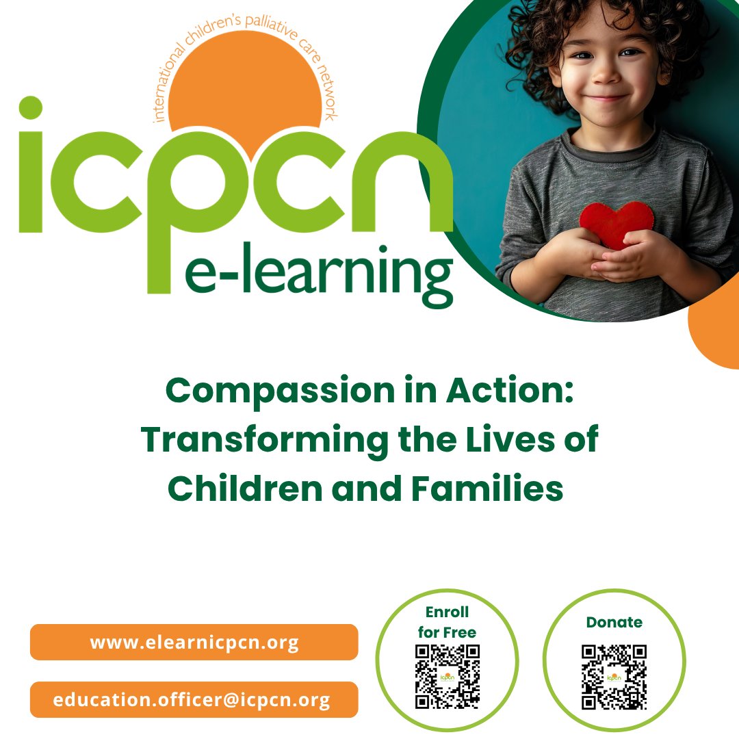 ICPCN's tweet photo. 📢 Now live!

Compassion in Action: Transforming the Lives of Children and Families is a free two-part online learning programme from ICPCN.

Enrol today:
Part 1: https://t.co/i9h8WdaVtU
Part 2: https://t.co/7MiLvesDIO

#ICPCN #ChildrensPalliativeCare https://t.co/uHepAQdkUa