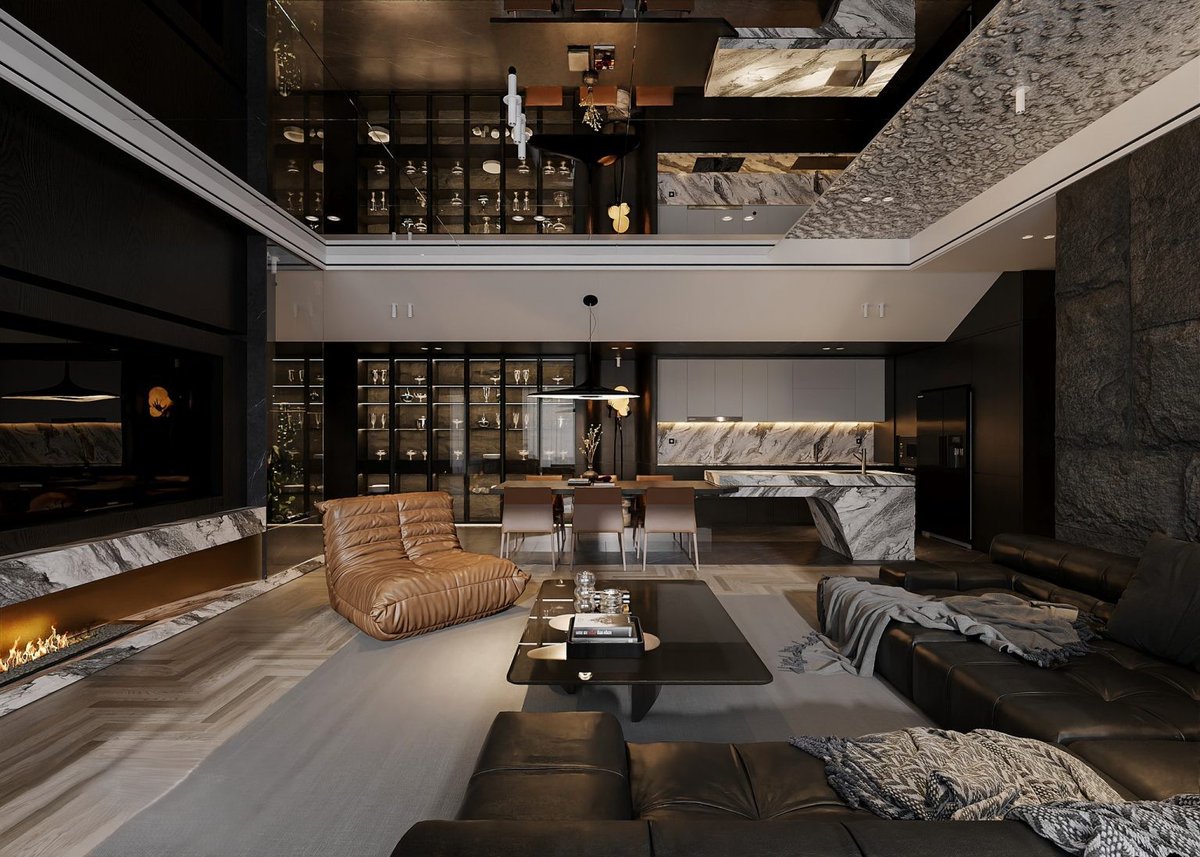 OthmanLakki's tweet photo. Minimal palette. Bold materials. Timeless proportions.

A contemporary double height residence where natural stone, dark wood, and soft light create a calm yet dramatic atmosphere.

#InteriorDesign #LuxuryInteriors #ArchViz #CGI #ModernDesign https://t.co/JG13aCgq0L