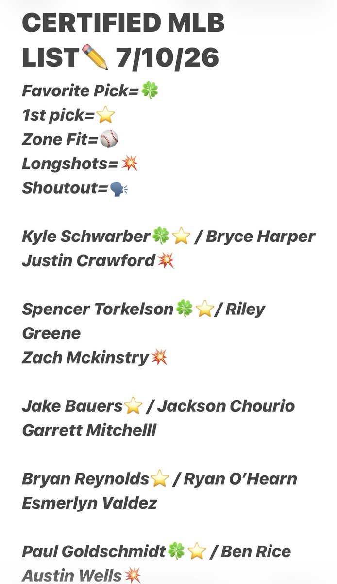CertifiedJoeyy_'s tweet photo. 7/10/26 CERTIFIED MLB LIST📝🏆 https://t.co/mTYSUVofsX