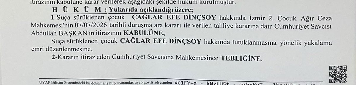 doganburak29's tweet photo. SON DAKİKA!
İzmir'de genç kızı 5 yerinden bıçaklayan ve telefonunu çalan SSÇ Çağlar Efe Dinçsoy’un adli kontrolle serbest bırakılması kararına İzmir Cumhuriyet Başsavcılığı’nın itirazı üzerine şahsın tutuklanmasına yönelik YAKALAMA kararı çıkarıldı https://t.co/1IRhKMJi1d