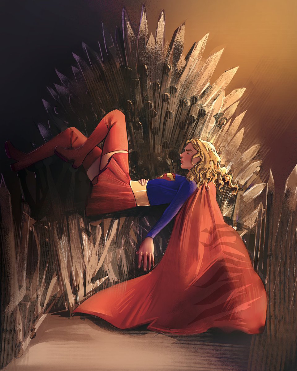 Nyxemisa's tweet photo. Supergirl on the Iron Throne. (This came to me in a dream) #millyalcock https://t.co/122RgHmXi3
