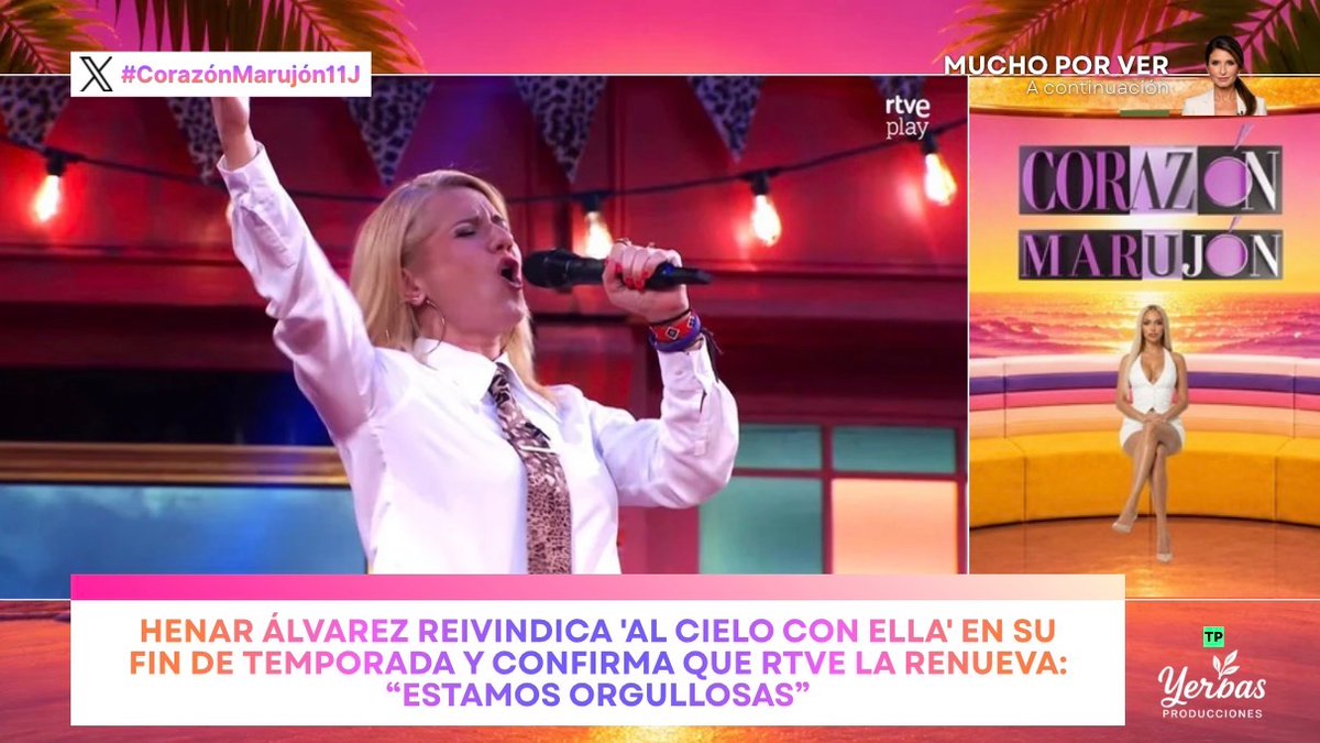 YerbasProduce's tweet photo. 📺 Henar Álvarez celebra por todo lo alto el fin de temporada de 'Al cielo con ella' confirmando su renovación en RTVE.

🗣️ “Estamos orgullosas de lo que hacemos y de seguir” 

🩷 #CorazónMarujón11J https://t.co/jEjJo9vnvO