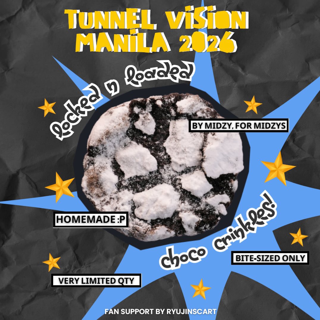 ryujinscart's tweet photo. ITZY TUNNEL VISION MANILA 
FAN SUPPORT BY @ryujinscart 

— locked n loaded crinkles ! 🍫
      homemade, bite-sized &amp; vv limited
      exclusively for concert goers &amp; moots! 
      1:1 ratio, time &amp; loc: tba! 

see you midzys! 💘

#ITZY_TUNNELVISION_MANILA https://t.co/OLtiDHdguX