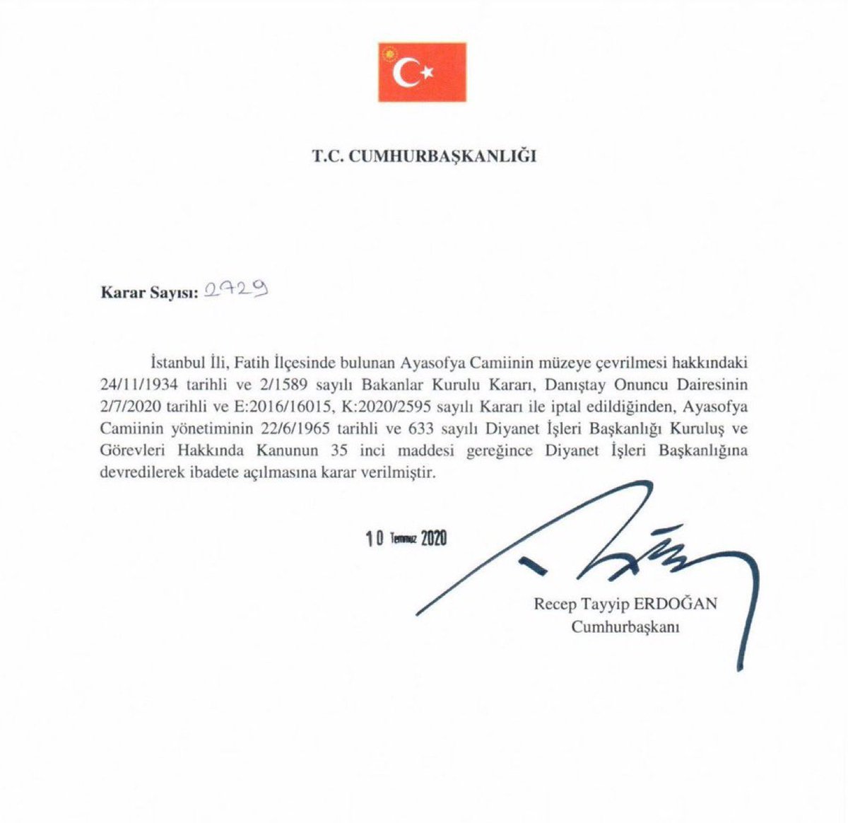 zahir_soganda's tweet photo. 6 yıl önce bugün, Cumhurbaşkanımız ve Genel Başkanımız Sayın Recep Tayyip Erdoğan’ın imzasıyla Ayasofya yeniden ibadete açıldı.

Zincirler kırıldı, dualar tekrar Ayasofya’nın kubbesinde yükseldi!
#Ayasofya https://t.co/yNq3ltLX2P
