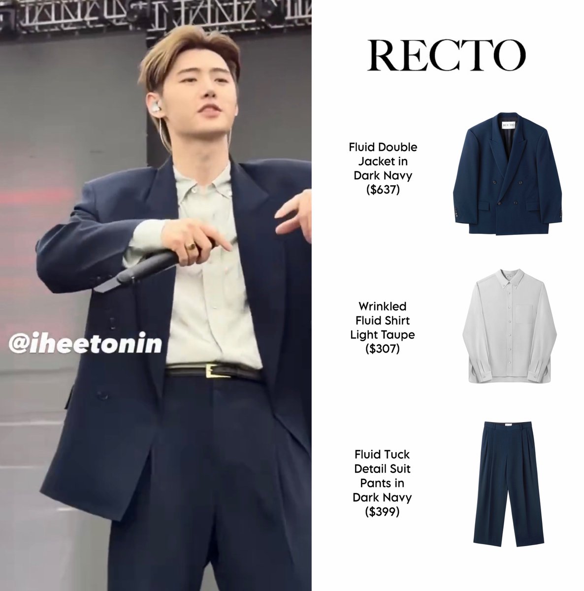 parkhoonstyle's tweet photo. Sunghoon wearing for Blood Saga in Lima soundcheck: RECTO
-Fluid Double Jacket ($637) 
-Wrinkled Fluid Shirt Light Taupe ($307) 
-Fluid Tuck Detail Suit Pants ($399) 

#sunghoon #성훈 #enhypen #recto
#BLOODSAGA_IN_LIMA #bloodsaga https://t.co/kuXVd0oyou