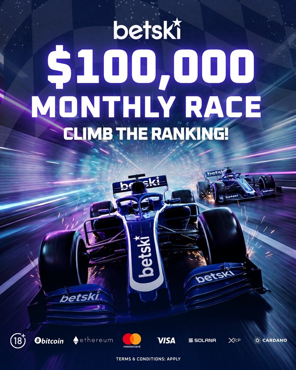 Betski's tweet photo. 🏁 The Monthly Race keeps heating up
🔥 Every play can push you higher in the ranking
⚡ It’s time to compete, climb, and go after the prize
🚀 Jump into Betski now and start your run https://t.co/eOqr7T12f2