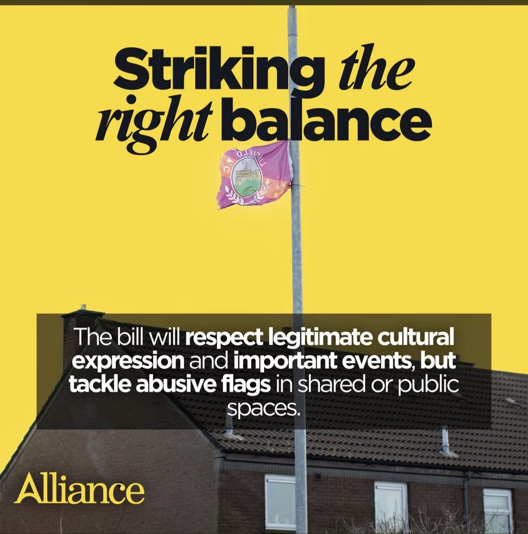 southstandsays's tweet photo. I wonder if @naomi_long or anyone else from the @allianceparty can explain why they have used a photo of a @OfficialBlues flag as part of their propaganda about their flags policy??? https://t.co/HBq4hd6nSe