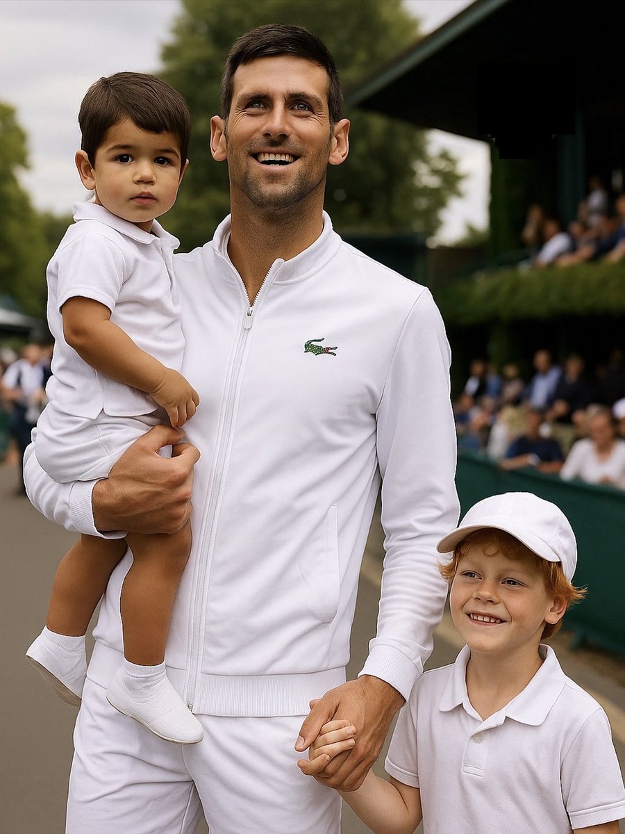 DjokovicFan_'s tweet photo. When Novak Djokovic made his Wimbledon debut, Sinner was just 3 years old and Alcaraz was 2.

21 years later, he’s competing with them where it all began.

That is the greatness of Novak Djokovic.

Watching this man play tennis is a privilege. https://t.co/uXiSSduXjd