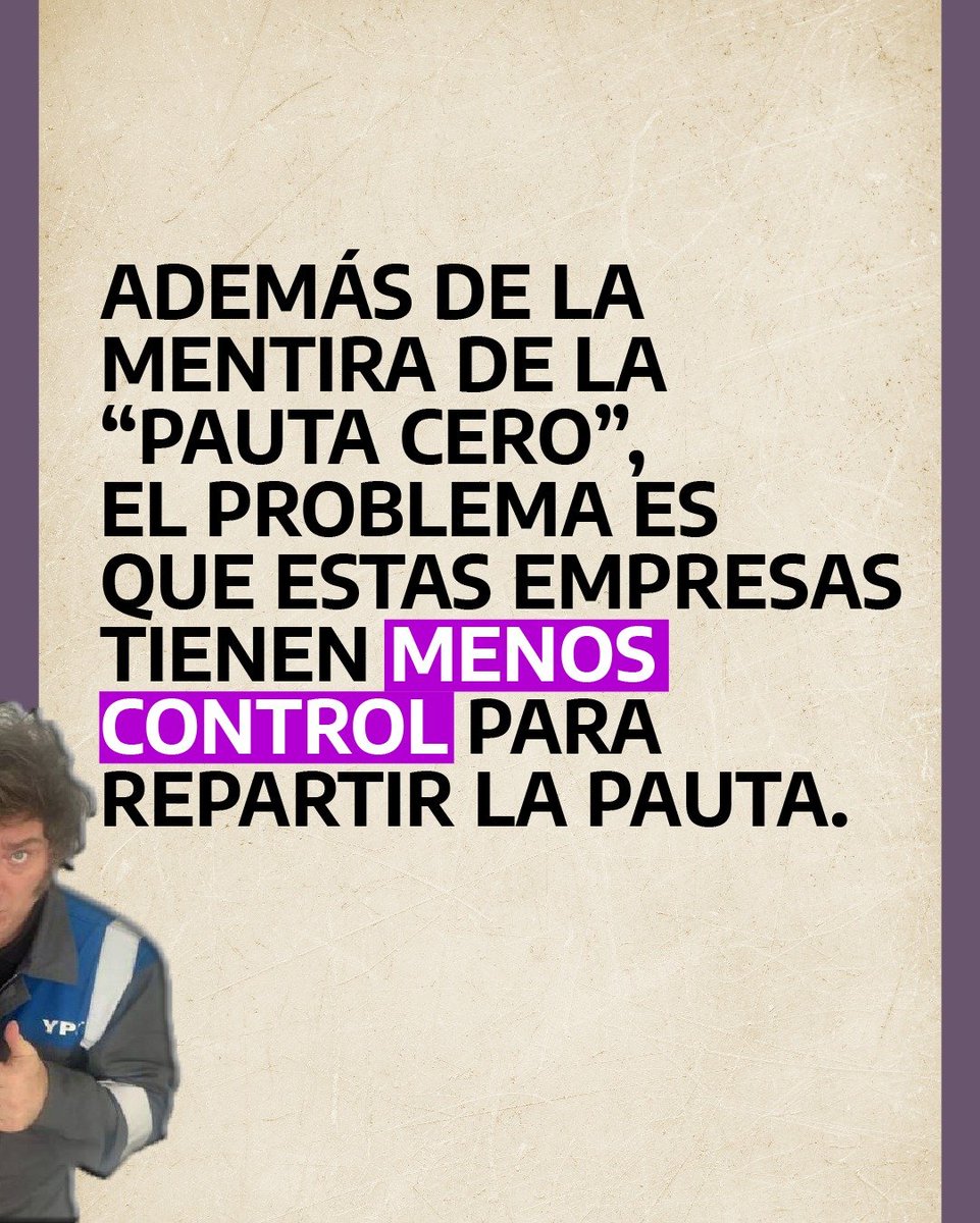 TereGarciaOK's tweet photo. El Gobierno de Milei dice que hay "pauta cero" pero es una completa mentira: ahora la publicidad oficial pasa por las empresas con participación estatal, lo que la hace menos transparente.

Por eso presenté un proyecto para que YPF nos explique con lujo de detalles cuánto, en dónde y con qué objetivos gastan la plata de la pauta oficial.