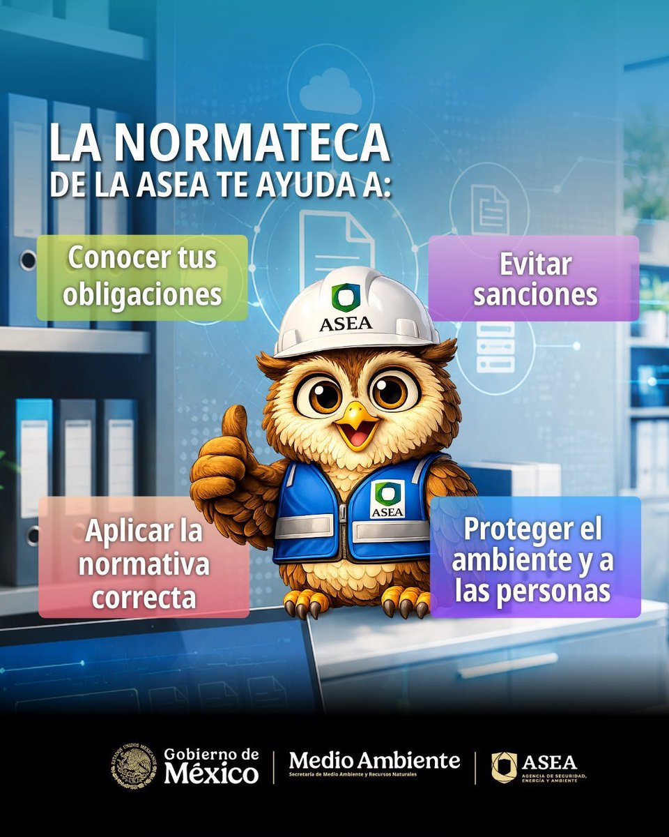 agencia_asea's tweet photo. ¿Conoces la Normateca ASEA? 💡

Es tu herramienta clave para operar con seguridad y legalidad en el Sector Hidrocarburos. En esta sección encontrarás:

✅Normas Oficiales Mexicanas (#NOMs) 
✅Leyes, reglamentos y decretos vigentes 
✅Disposiciones administrativas de carácter general

Da clic aquí 👉 https://t.co/yQ1y31oDqG

#SomosASEA 
#ASEAenAcción