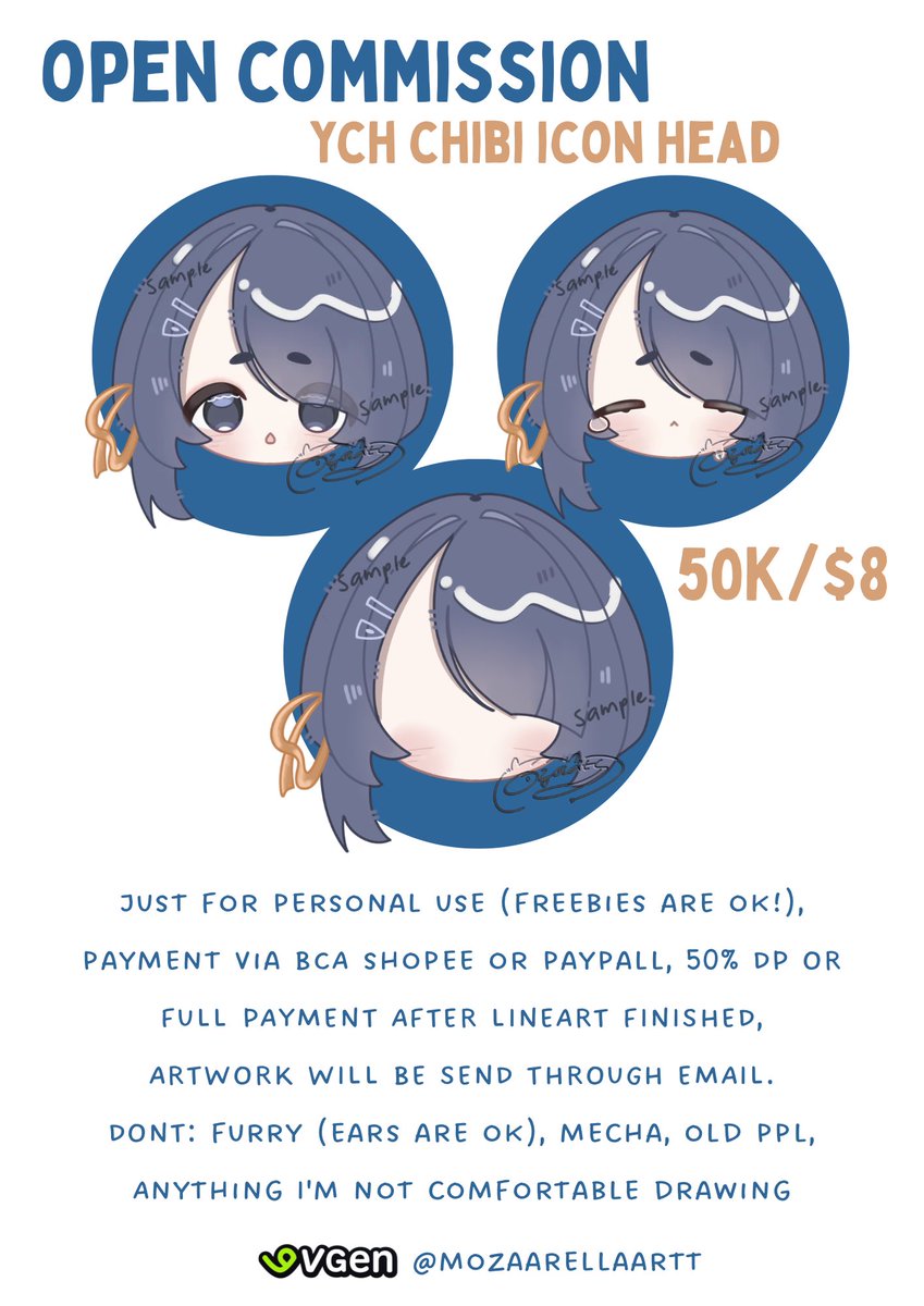 mozaarellaartt's tweet photo. heeyyyaaa all, Im open chibi head icon🌼
commission for local and international
vgen : https://t.co/OnTIiuLnQS
only: 50K idr/ $8
Please DM me/request on my VGen if interested TYSMM
( ♡ & RT are appreciated) 𐔌՞ ܸ.ˬ.ܸ՞𐦯
#commisionopen #Vgenopen #zonajajanᅠᅠᅠ #artidn https://t.co/Xty399OhWd