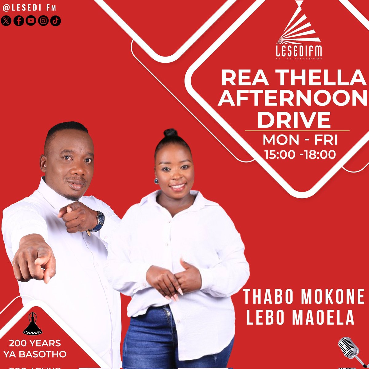 MolemoThib73577's tweet photo. Afternoon drive #BundleOfJoy le Lebza Ngwana Moela le sebeditse re kwala beke danko basotho ba heso blessed weekend Monday.
@LesediFM
@Thibos_Mokone
@leemaoela1
#ReyaTellaDrive
#KeMollelwa
RADIO IS THE THEATER OF VOICE
๐ป๐ฅโจ๐๏ธ๐ถ๐ฟ๐ฆ๐ง๐ฟ๐ฆ๐ถโจ๐ฅ๐ป https://t.co/zy1OdihEiE