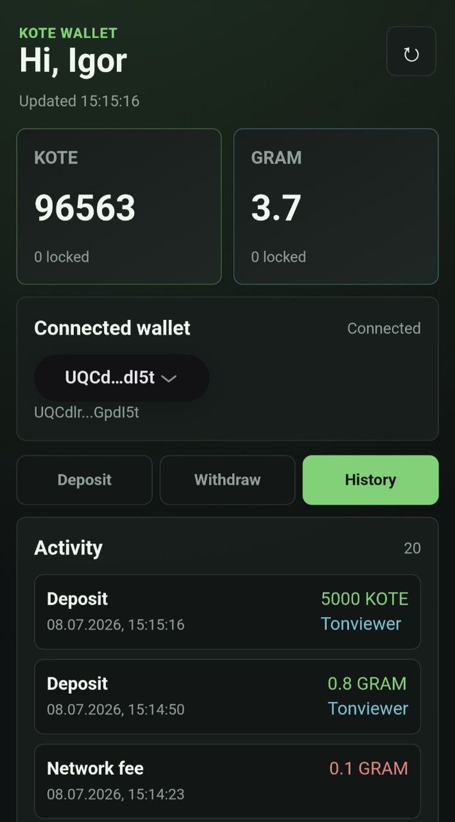gramkote's tweet photo. ☑️ $KOTÉ COOKING 

Our dev dropped the sneak peek and it’s absolute

📱Native Telegram Mini-App incoming. 

Massive upside with integrated games, crazy deflationary mechanics, and god-tier engagement⚡️
Others talking, 

Cat actually building.