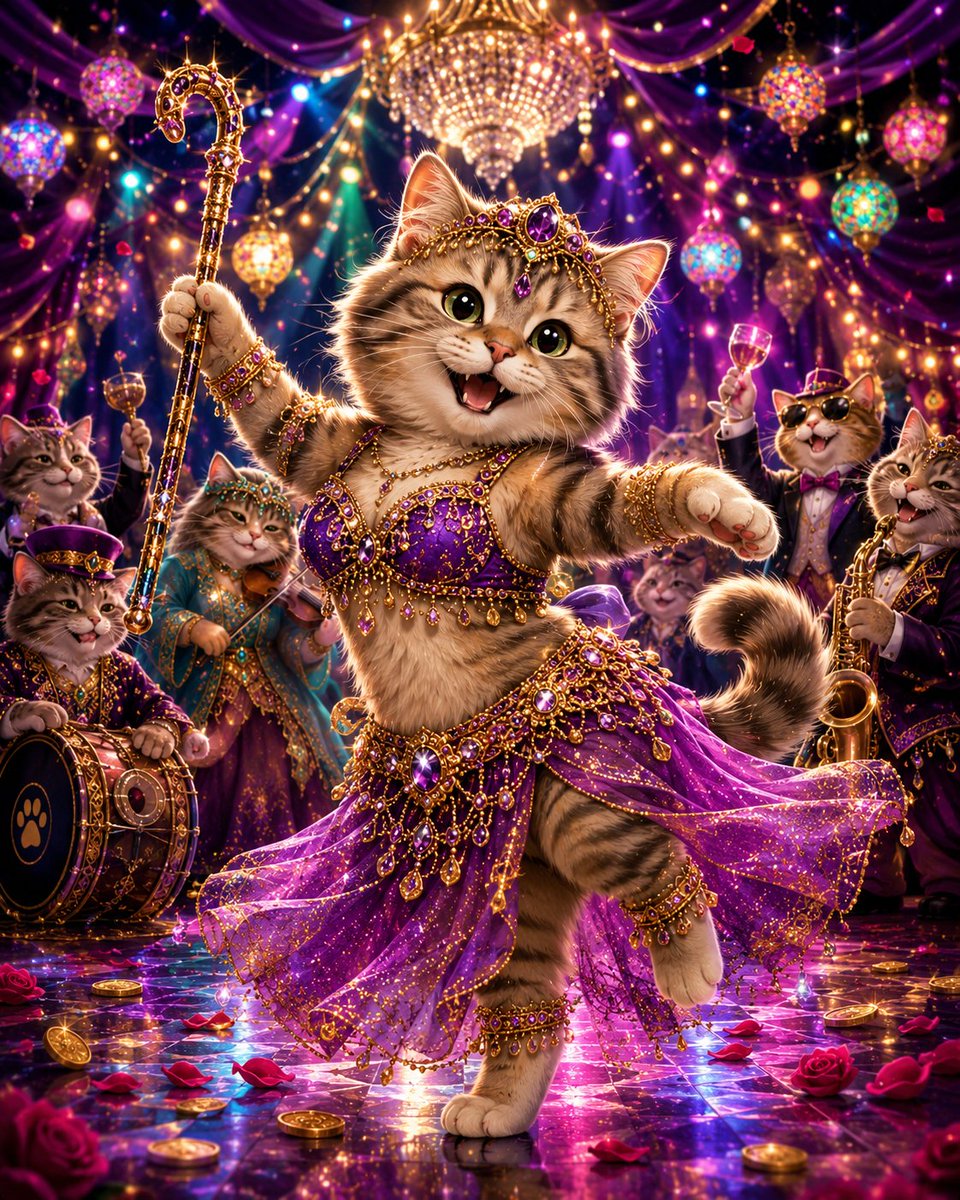 LUMINOVA1111's tweet photo. Lucy 🐱💜
Lucy dances with pure joy, turning every step into a magical celebration.
✨ Available on Zora: https://t.co/bmgksqEfe7
#Zora #NFT #CryptoArt #DigitalArt #NFTArt #Onchain #LUMINOVA #FantasyArt #CatsOfNFT #Web3Art https://t.co/PmbPbXbfRf