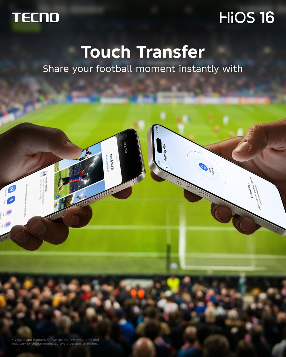 CarlcareIndia's tweet photo. POV: Your friend is already asking for the photos before the match is even over. 📱⚽
No need to make them wait. Share every unforgettable moment in just a few taps and keep the hype alive with Touch Transfer! 🔥
#HiOS #HiOS16 #TECNO #CAMON50 #TouchTransfer https://t.co/GyMphLv9vo