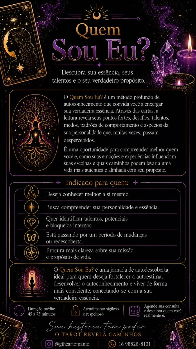 gihcartomante's tweet photo. Apresentação do método "Quem sou eu", se tiver interesse entre em contato 🖤 🖤 🖤
#baralhocigano #cartomante #consulente #tarologo #tarot #bruxa #feitiço #tarô #futuro #oraculo #pergunta #tiragem https://t.co/IEf4VWpzMN
