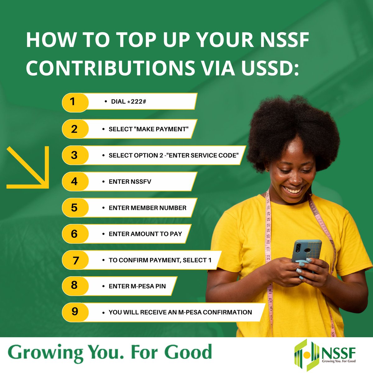 NSSF_ke's tweet photo. Did you know you can top up your NSSF contributions anytime, anywhere, right
from your phone? #LeavingNoOneBehind https://t.co/MyN5NpRMwe